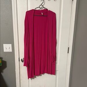 Vibrant Pink Open Front Cardigan